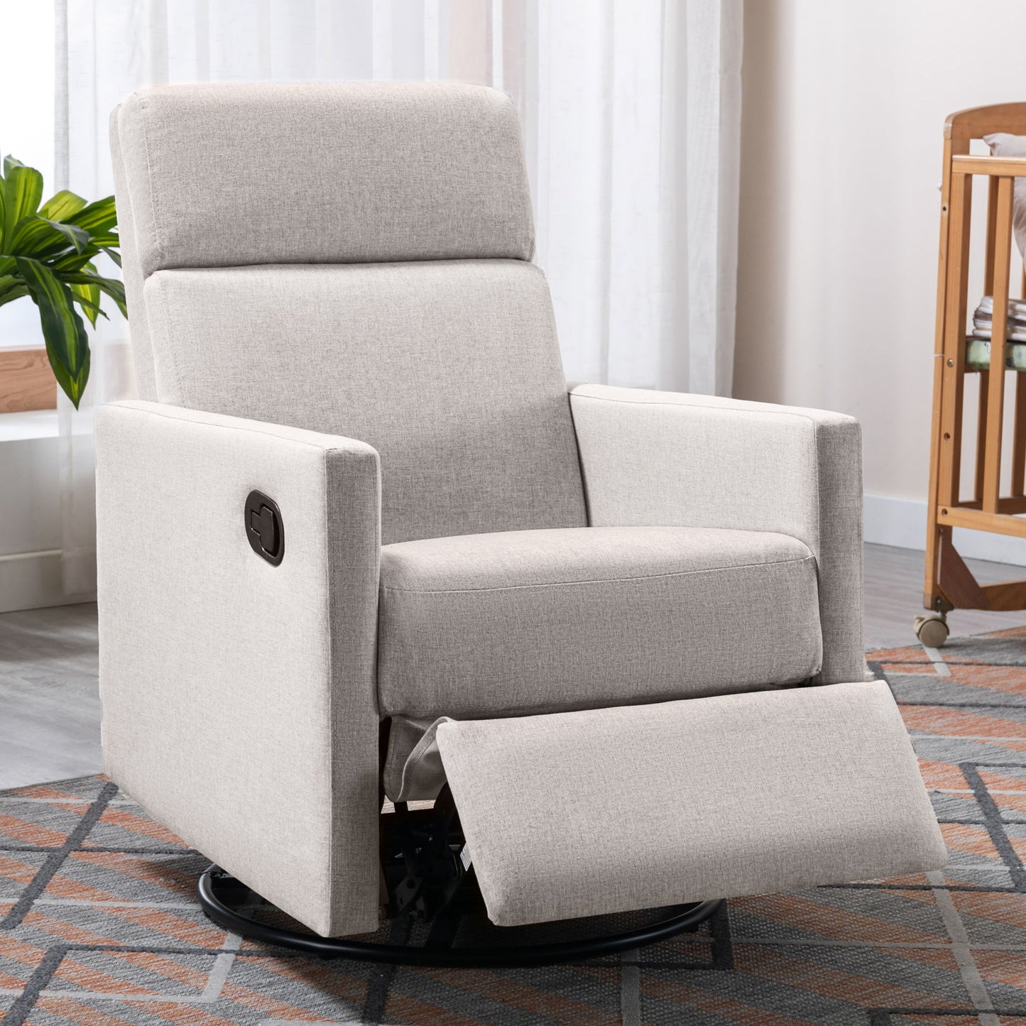 Modern Upholstered Rocker Nursery Chair Seating Glider Swivel Recliner Chair