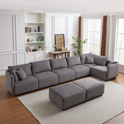 Modern Minimalist Combination Sofa With 2 Comfort Cushions With USB & C Charging Ports