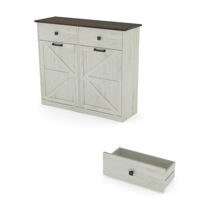 Double Tilt Out Trash Cabinet With Hideaway Drawer And Barn Door Style