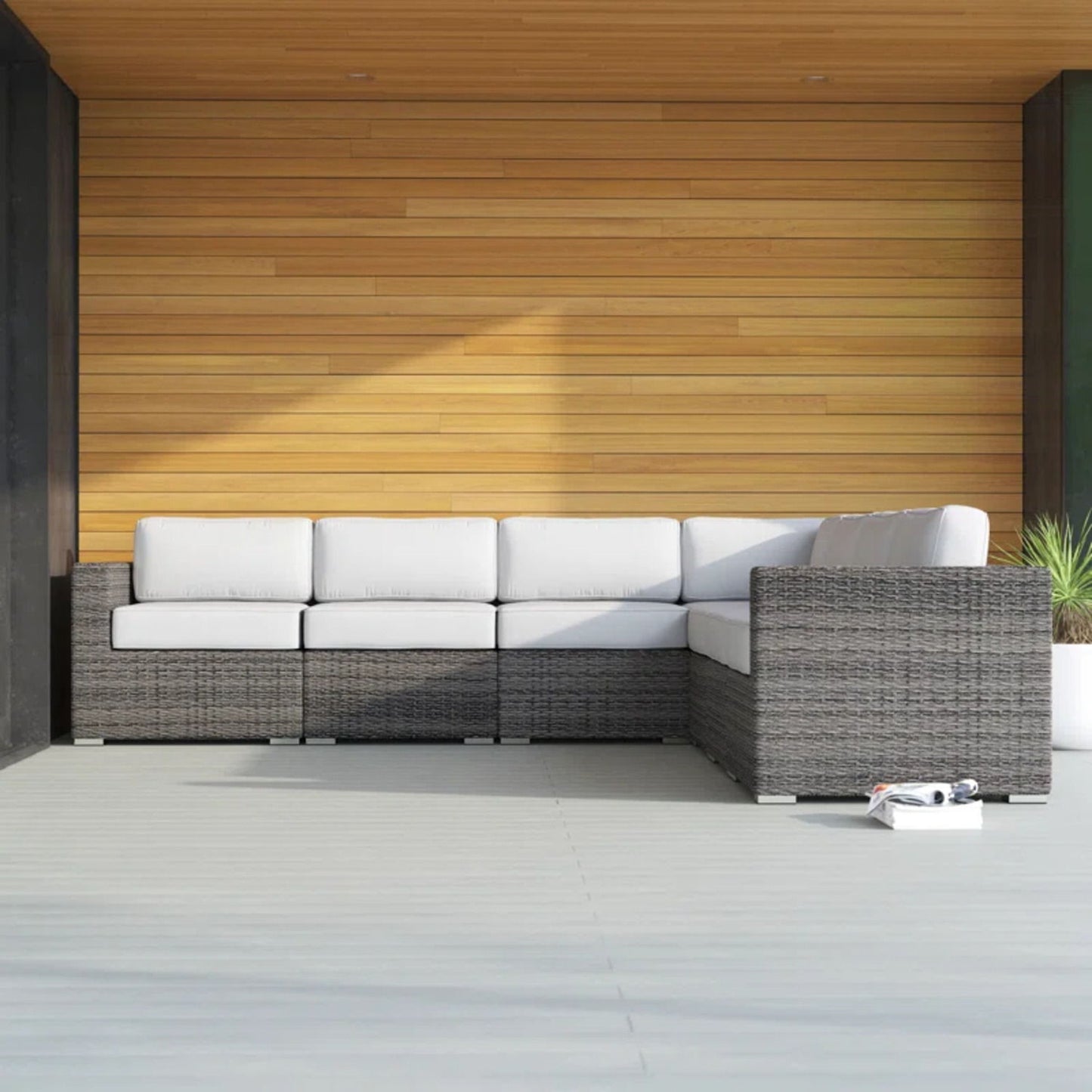 Luxurious Wicker Patio Sectional With Weather Resistant Sunbrella Cushions