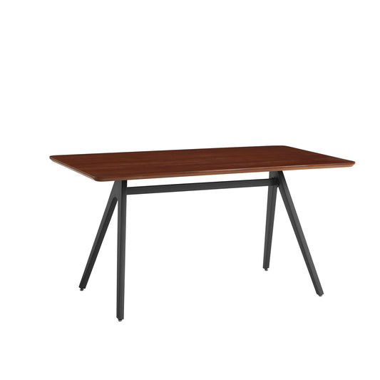V Leg Veneer Dining Table - Dark Walnut