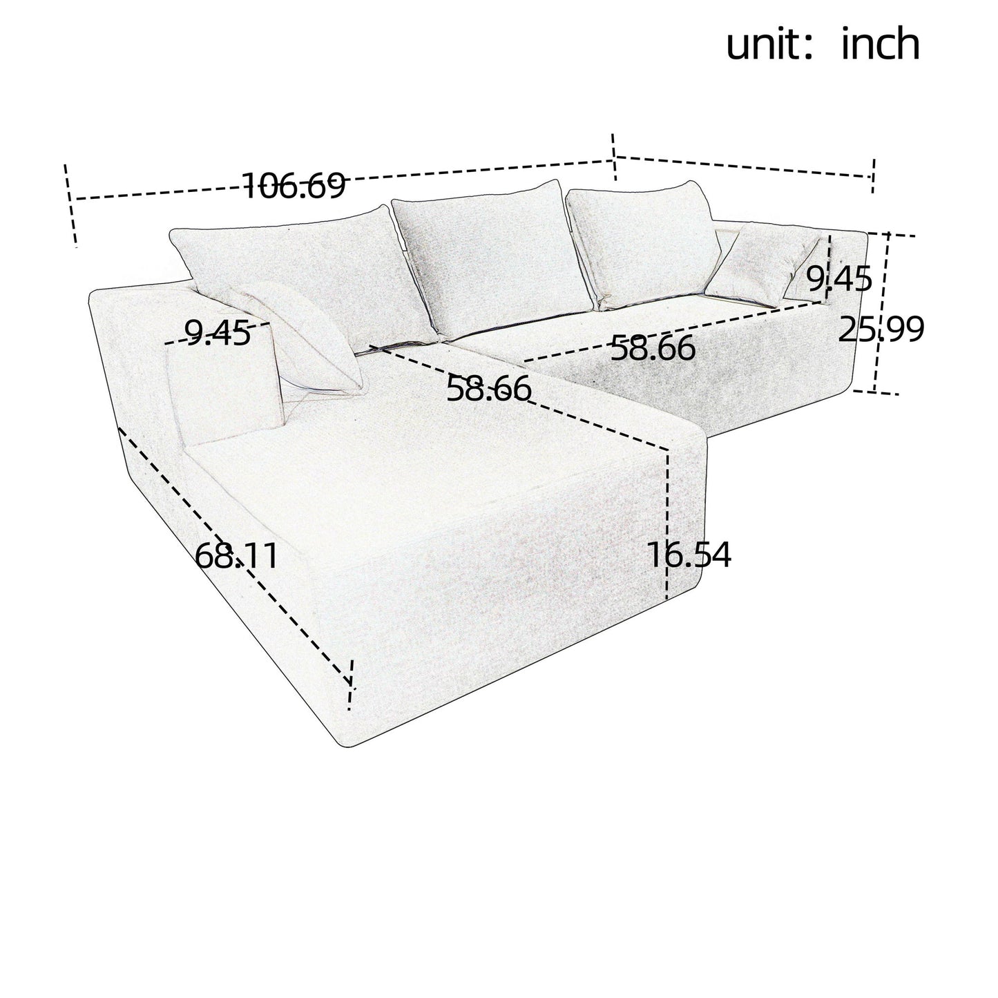 Modular Corner Sofa With Soft Fabric