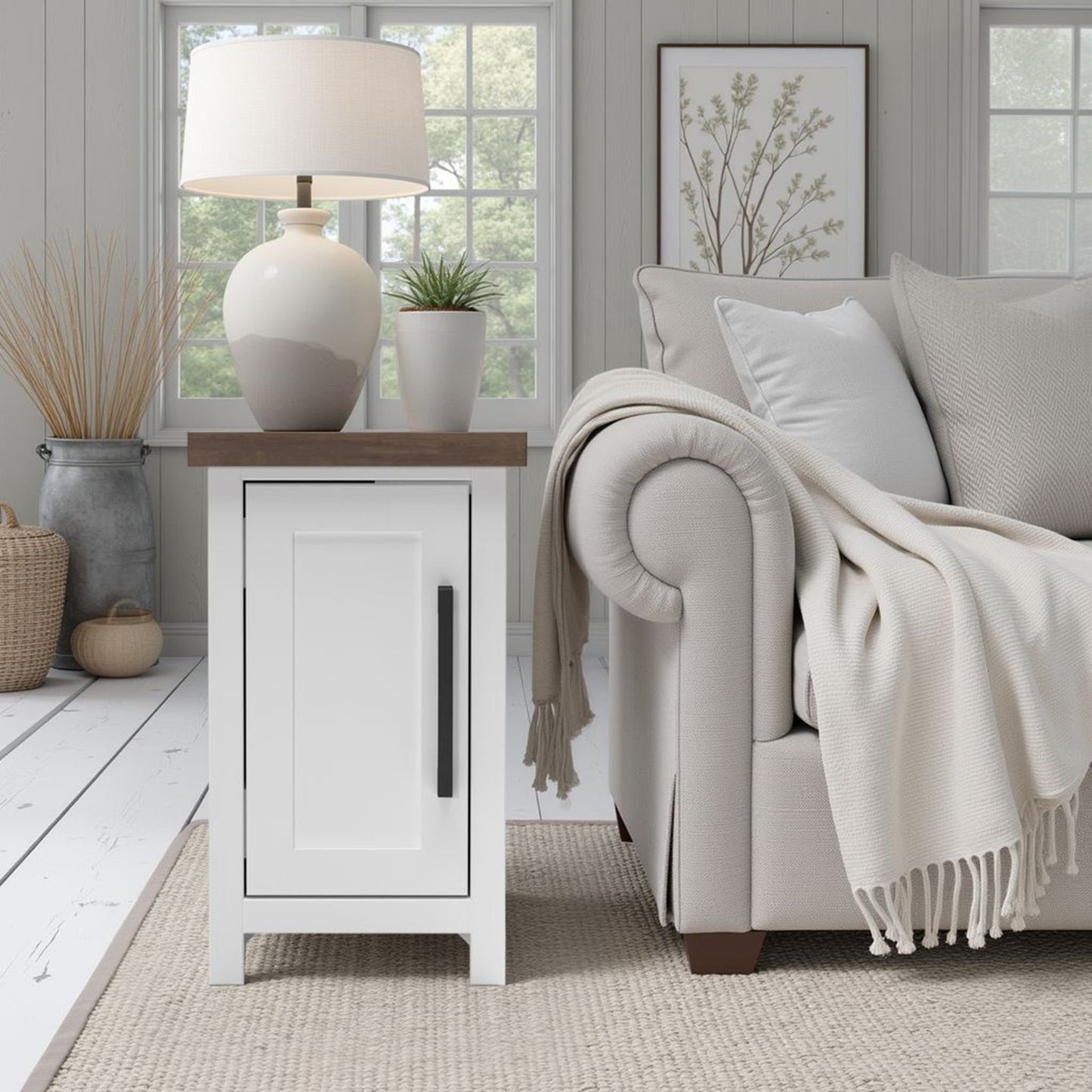 Chairside Table - Jasmine Whitewash / Barnwood