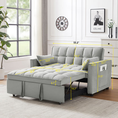 Modern Convertible Futon Loveseat With Sleeper Bed Function