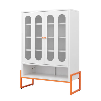 Modern Metal Shoe Cabinet With DoublebSided Doors And Adjustable Partitions