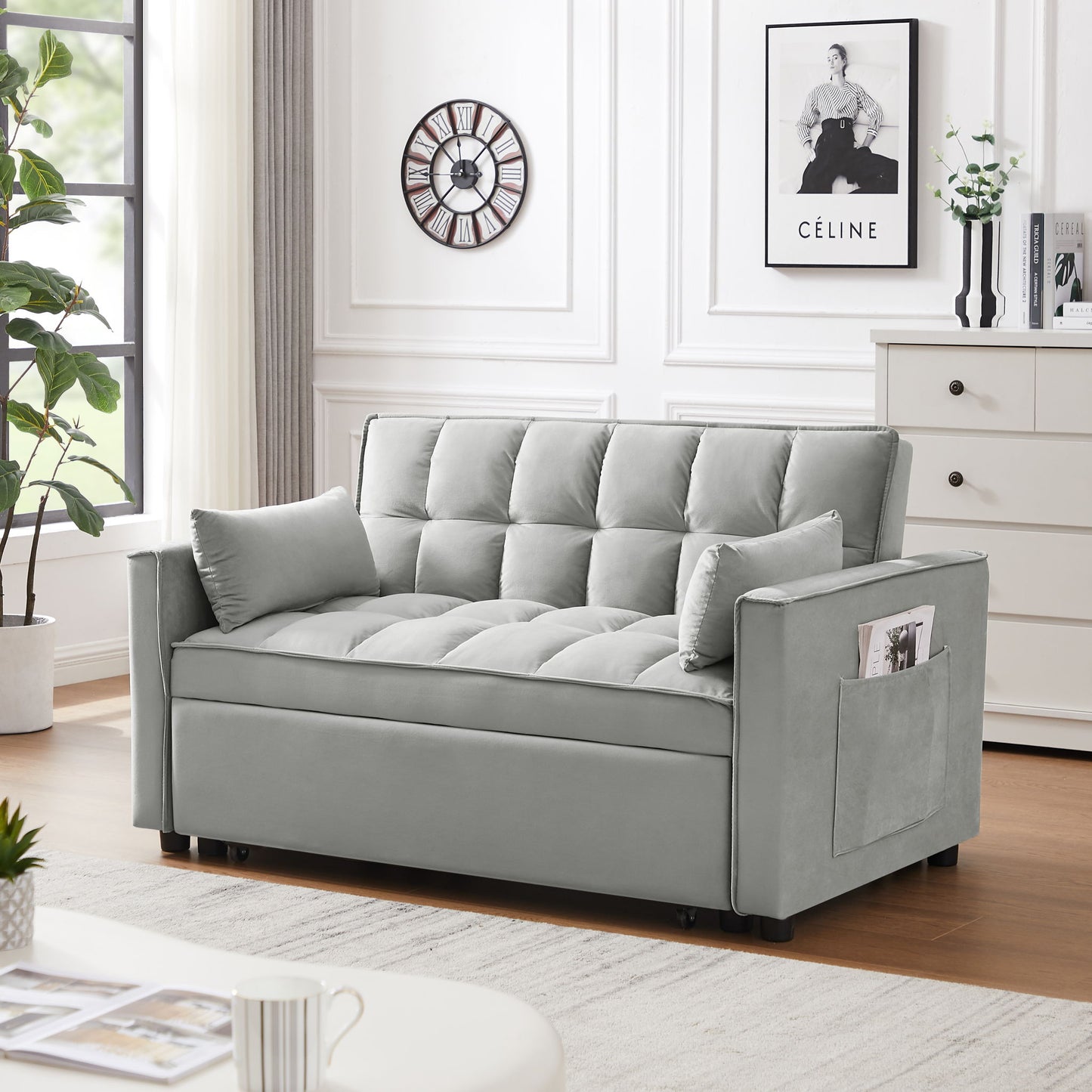 Modern Convertible Futon Loveseat With Sleeper Bed Function