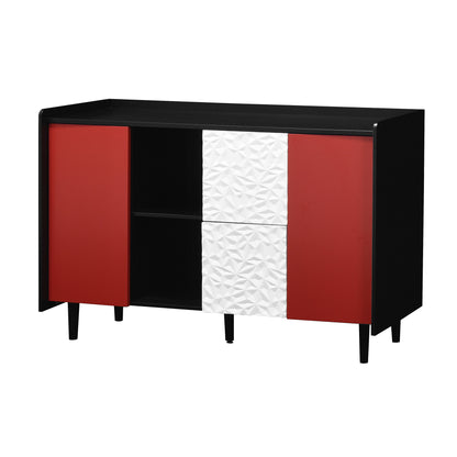 Modern Sideboard Buffet Cabinet With Doors And Unique Panel Styling